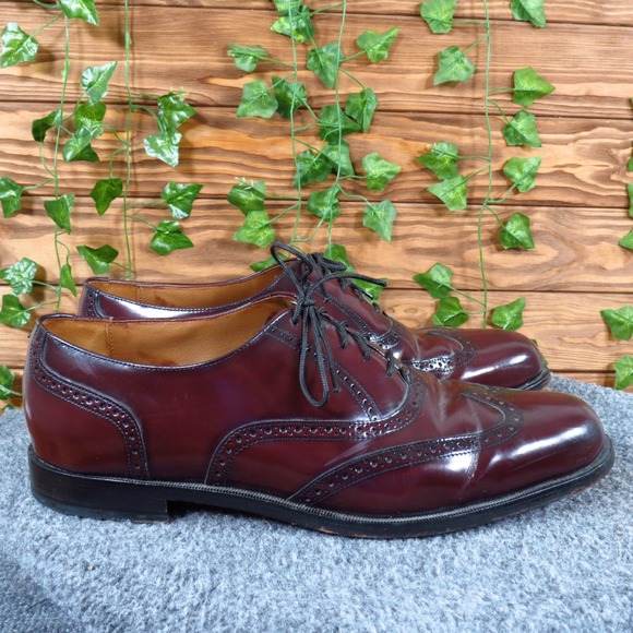 Cole Haan 07935 Mens Wingtip Oxford Size‎ 10 Dress Shoes Burgundy Leather Brogue